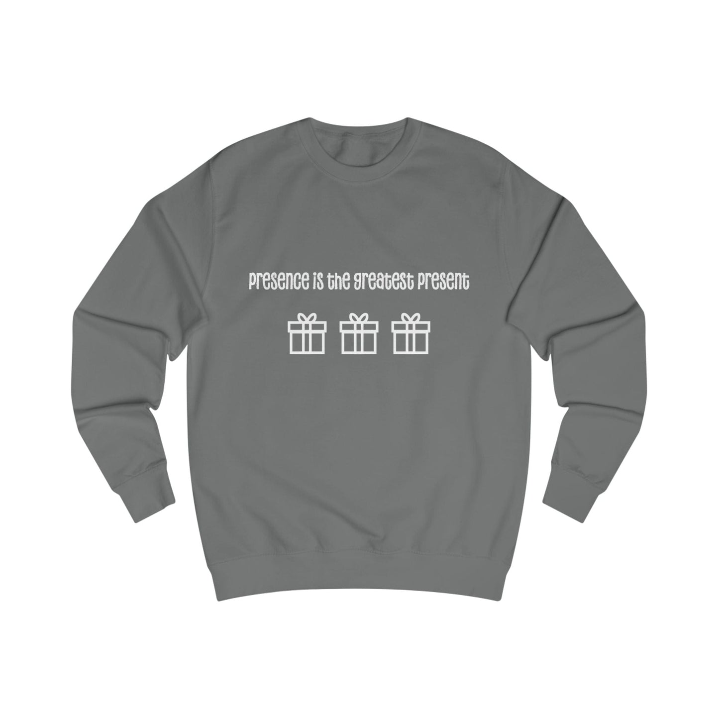 Printify Sweatshirt Steel Grey / S Christmas Jumper – “Presence Is the Greatest Present” Slogan