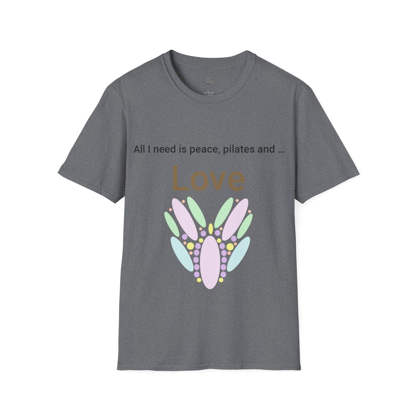 Printify T-Shirt Graphite Heather / M Peace Pilates Love T-Shirt