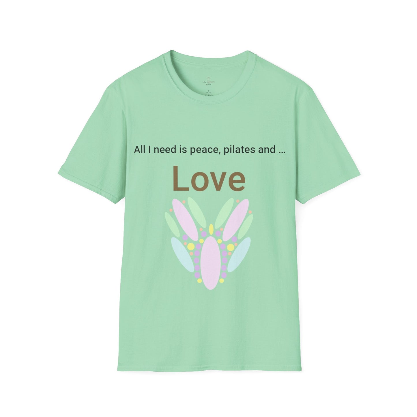 Printify T-Shirt Mint Green / XL Peace Pilates Love T-Shirt