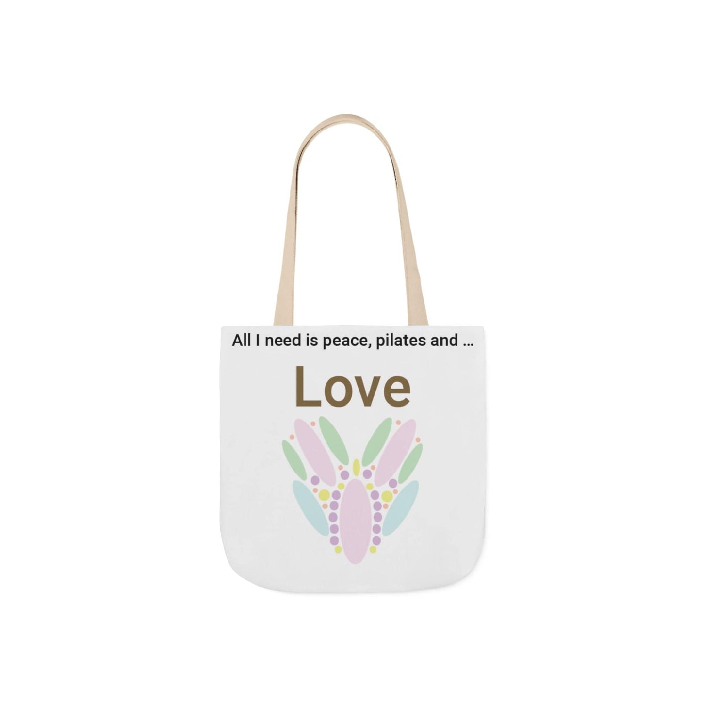 Printify Accessories 13" × 13'' / Beige Peace Pilates Love Tote Bag