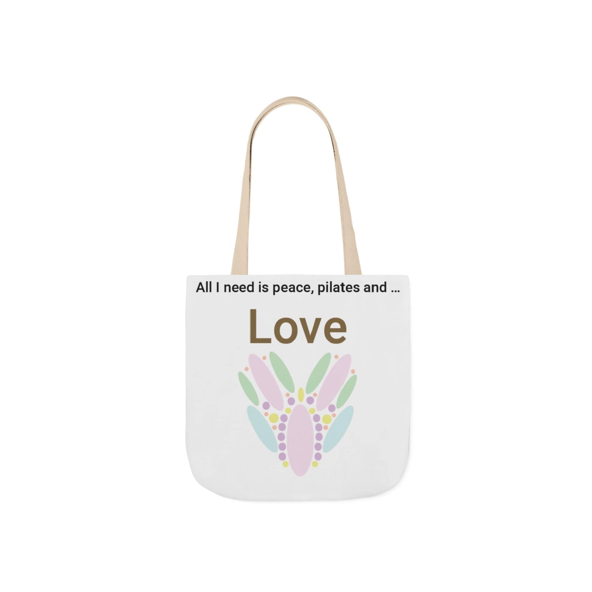 Printify Accessories 13" × 13'' / Beige Peace Pilates Love Tote Bag