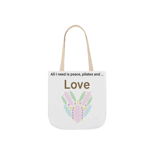 Printify Accessories 13" × 13'' / Beige Peace Pilates Love Tote Bag