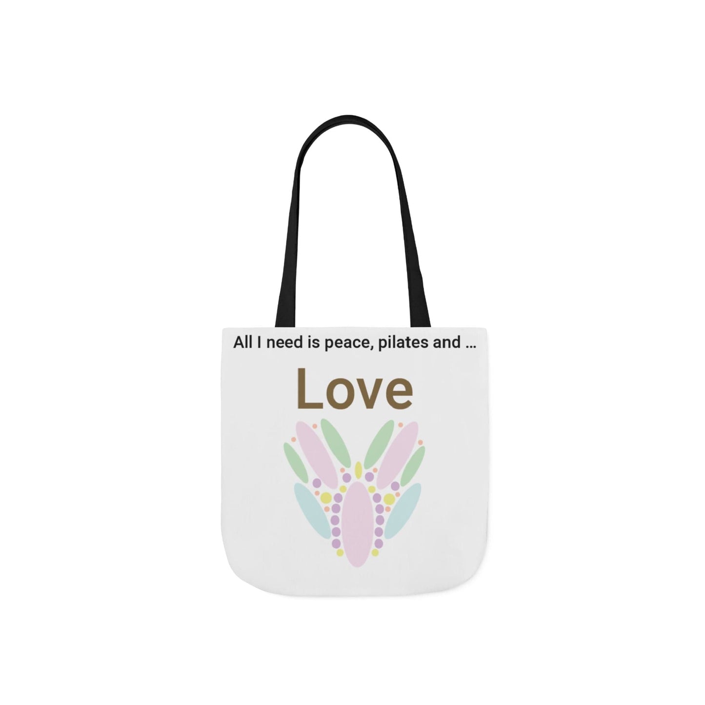 Printify Accessories 13" × 13'' / Black Peace Pilates Love Tote Bag