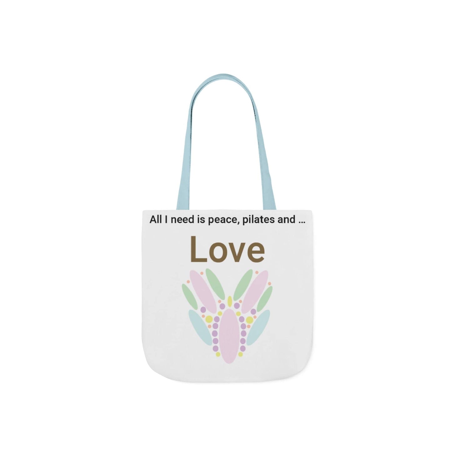 Printify Accessories 13" × 13'' / Light blue Peace Pilates Love Tote Bag