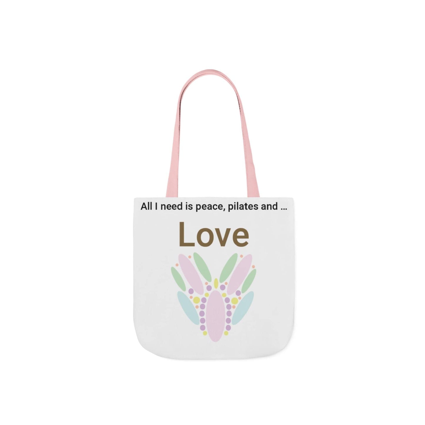 Printify Accessories 13" × 13'' / Light Pink Peace Pilates Love Tote Bag