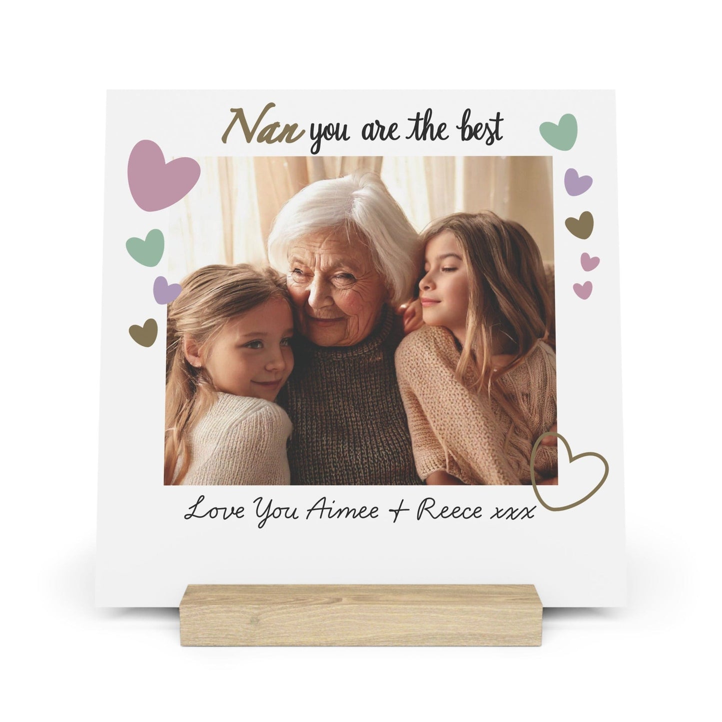 Printify Home Decor 10" x 10" (Square) / Oak Best Nan Photo Board With Stand