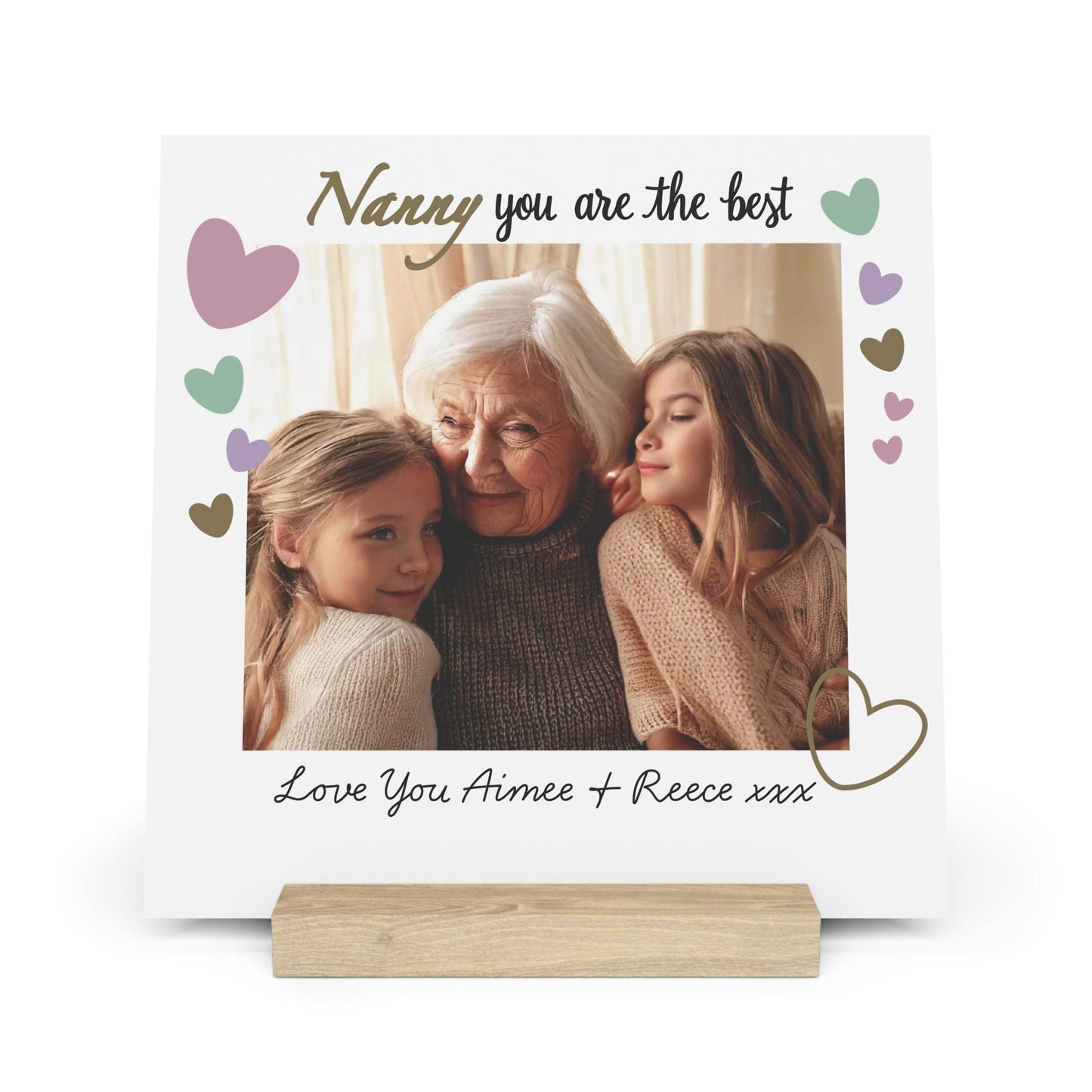 Printify Home Decor 10" x 10" (Square) / Oak Best Nanny Photo Board With Stand