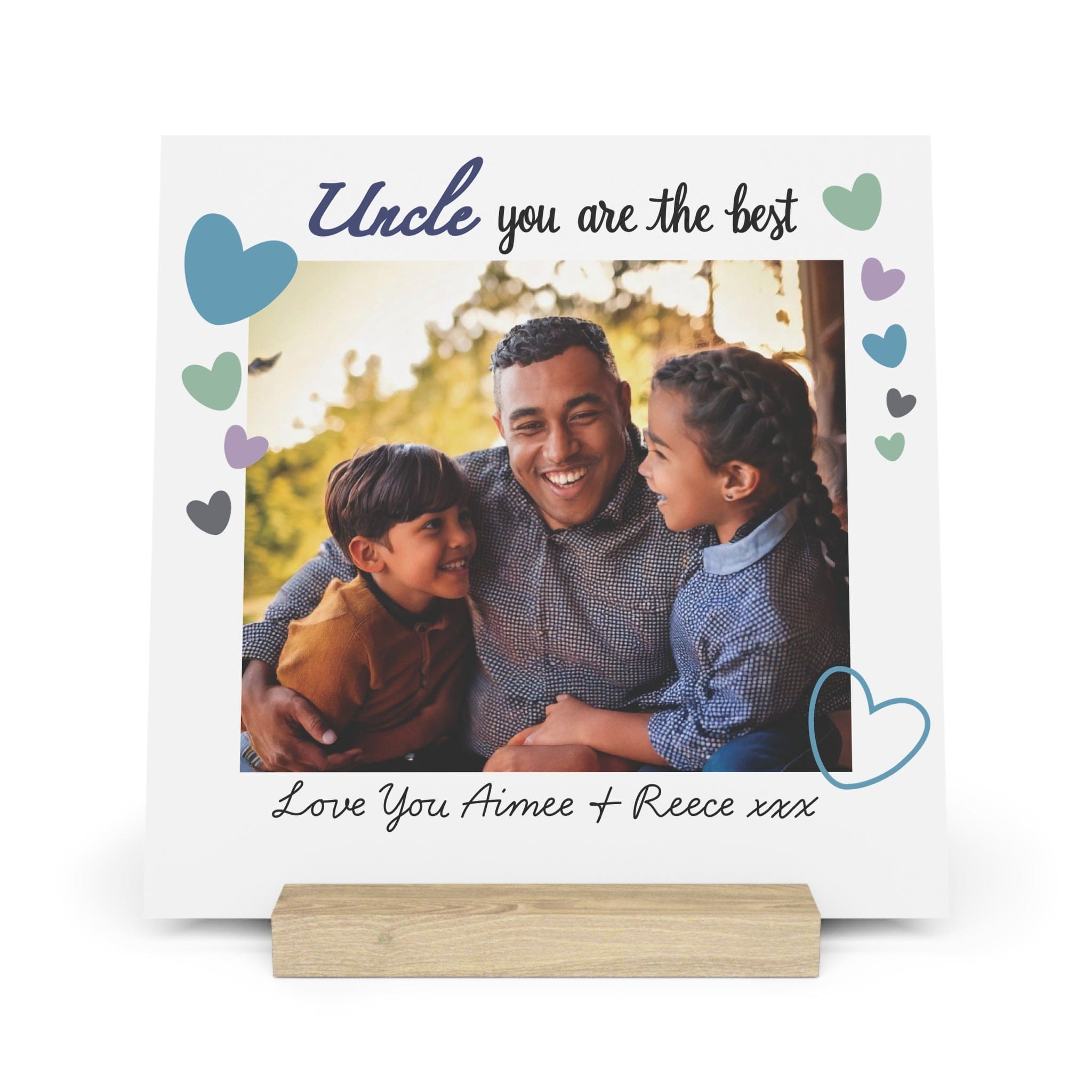 Printify Home Decor 10" x 10" (Square) / Oak Best Uncle Photo Board With Stand