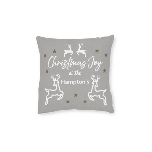 Printify Home Decor 12" × 12" Cushion - Personalised Family Name & Reindeer