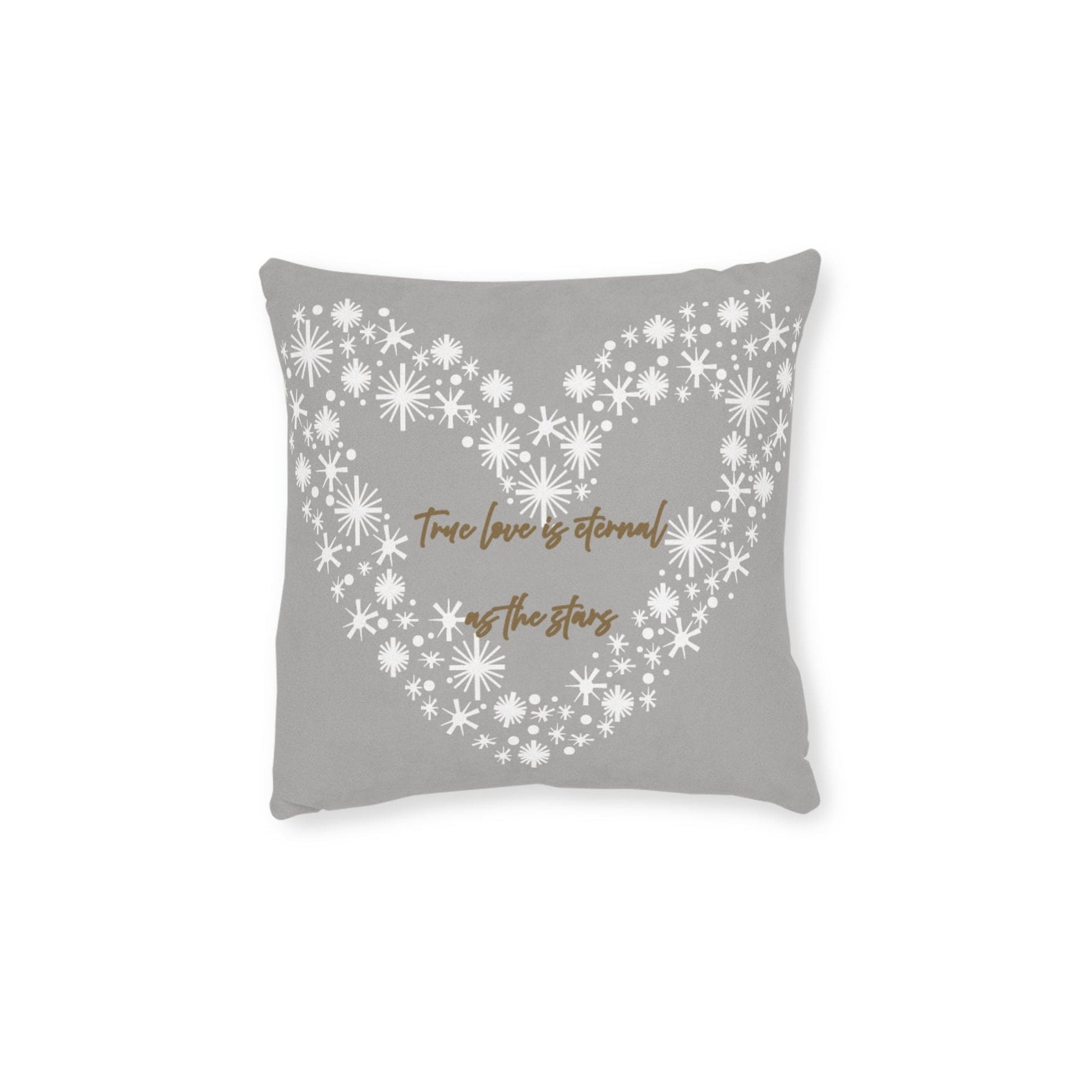 Printify Home Decor 12" × 12" Grey Cushion - True Love is Eternal as the Stars Heart Design