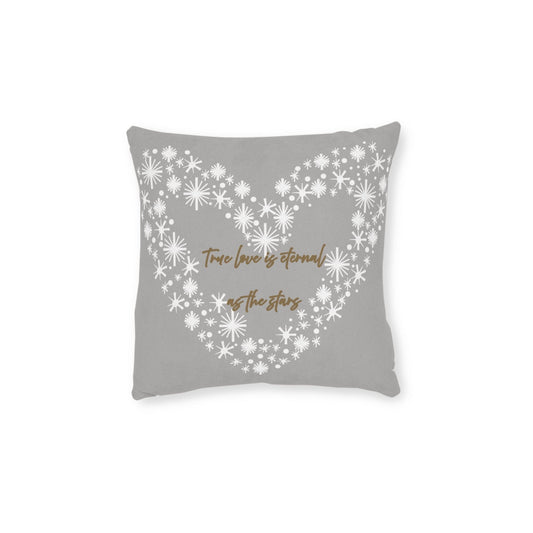 Printify Home Decor 12" × 12" Grey Cushion - True Love is Eternal as the Stars Heart Design
