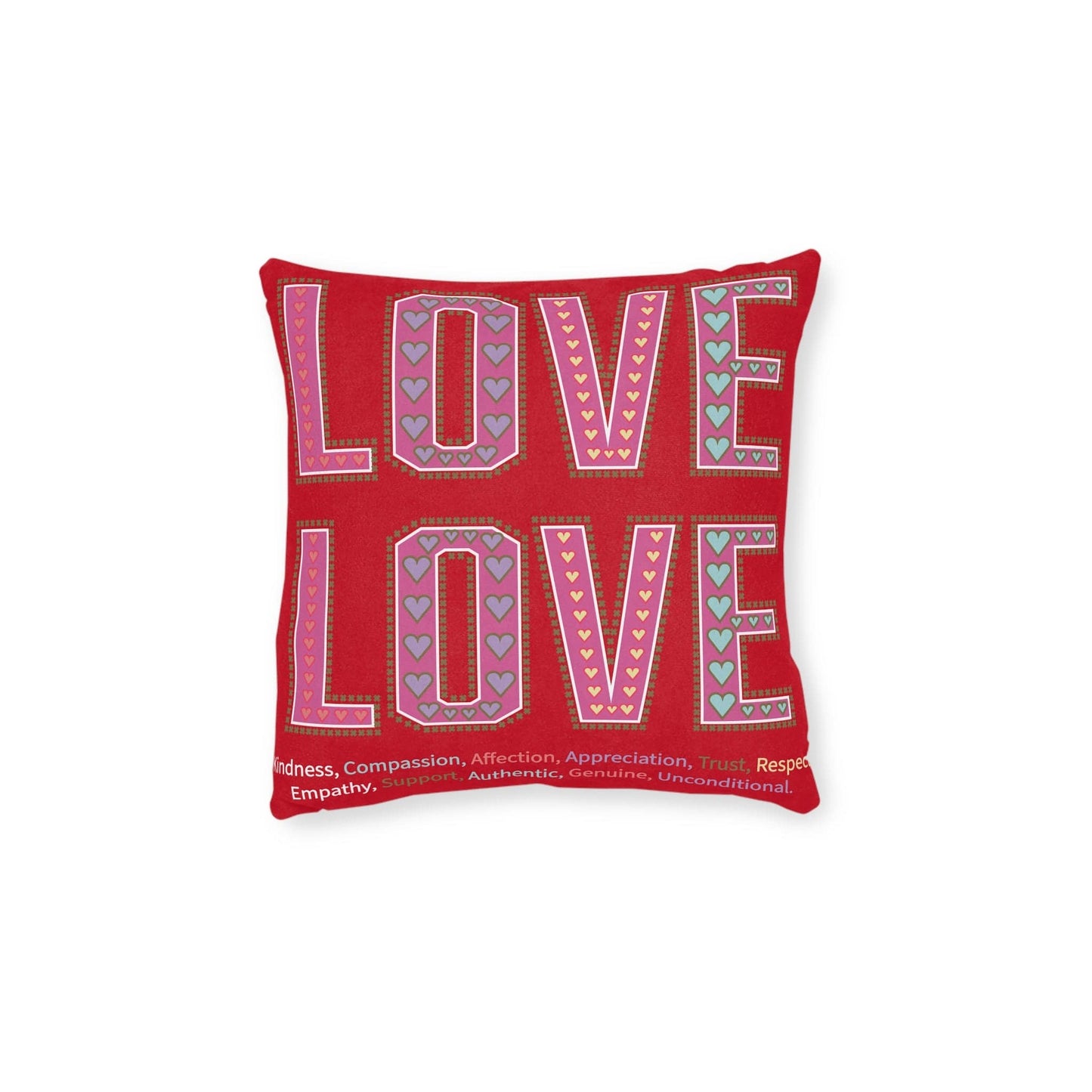 Printify Home Decor 12" × 12" Love Love Slogan Cushion Red