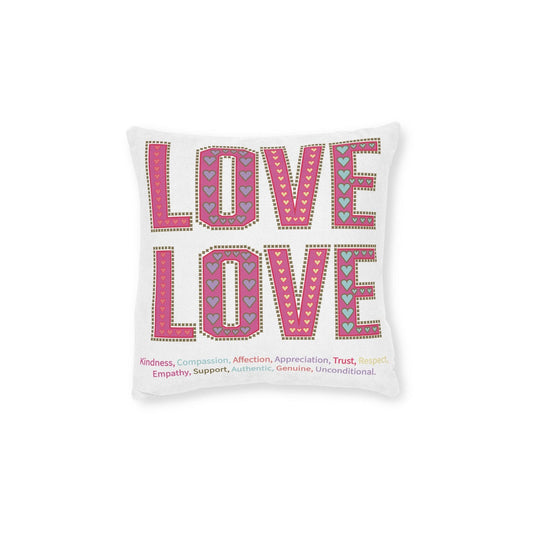 Printify Home Decor 12" × 12" Love Love Slogan Cushion White