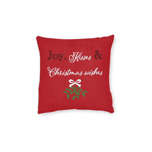 Printify Home Decor 12" × 12" Mistletoe Joy, Kisses, Christmas Wishes Cushion