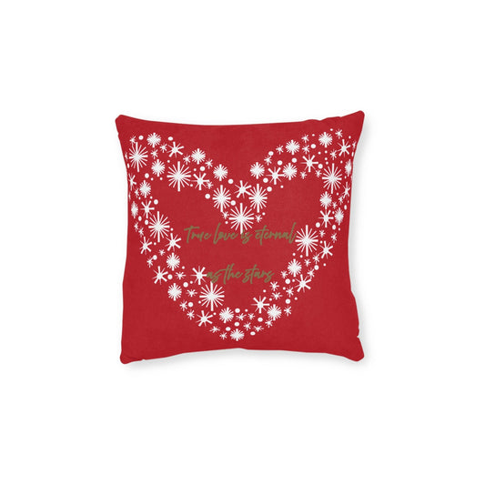 Printify Home Decor 12" × 12" Red Cushion - True Love is Eternal as the Stars Heart Design