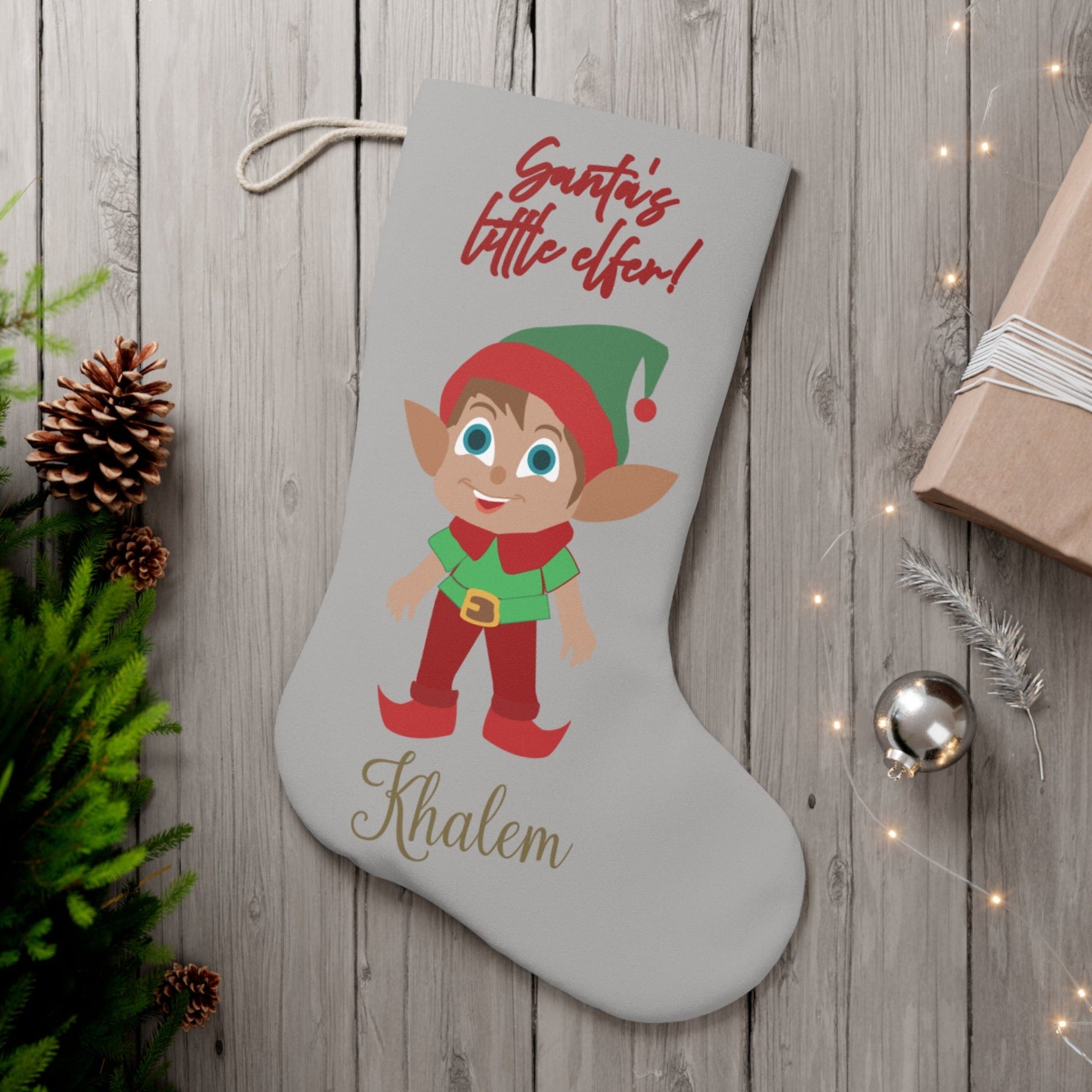 Printify Home Decor 13" × 19.3'' Christmas Stocking- Personalised Santa’s Little Elfer
