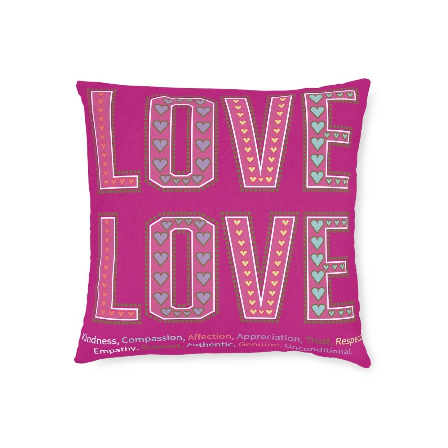 Printify Home Decor 18" × 18" Love Love Slogan Cushion Pink