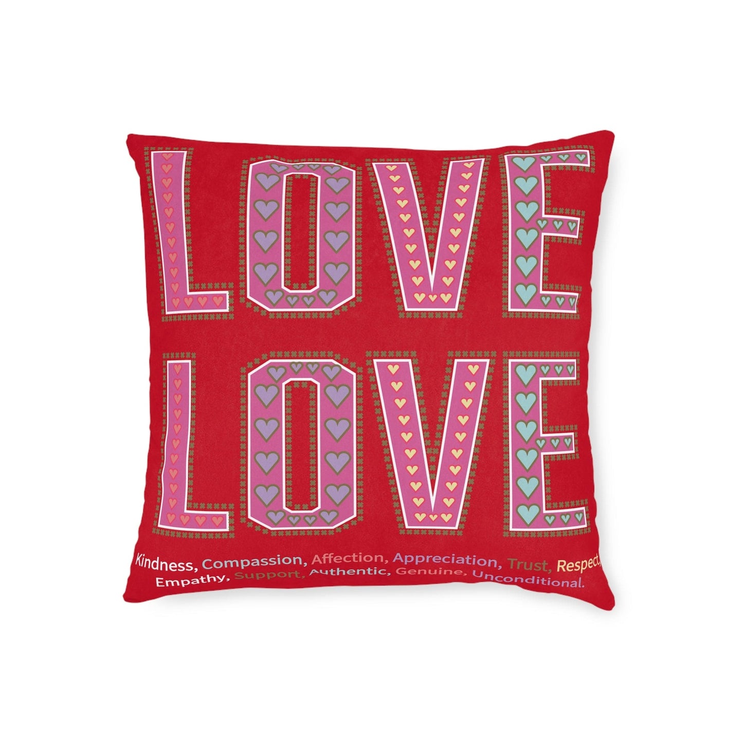 Printify Home Decor 18" × 18" Love Love Slogan Cushion Red