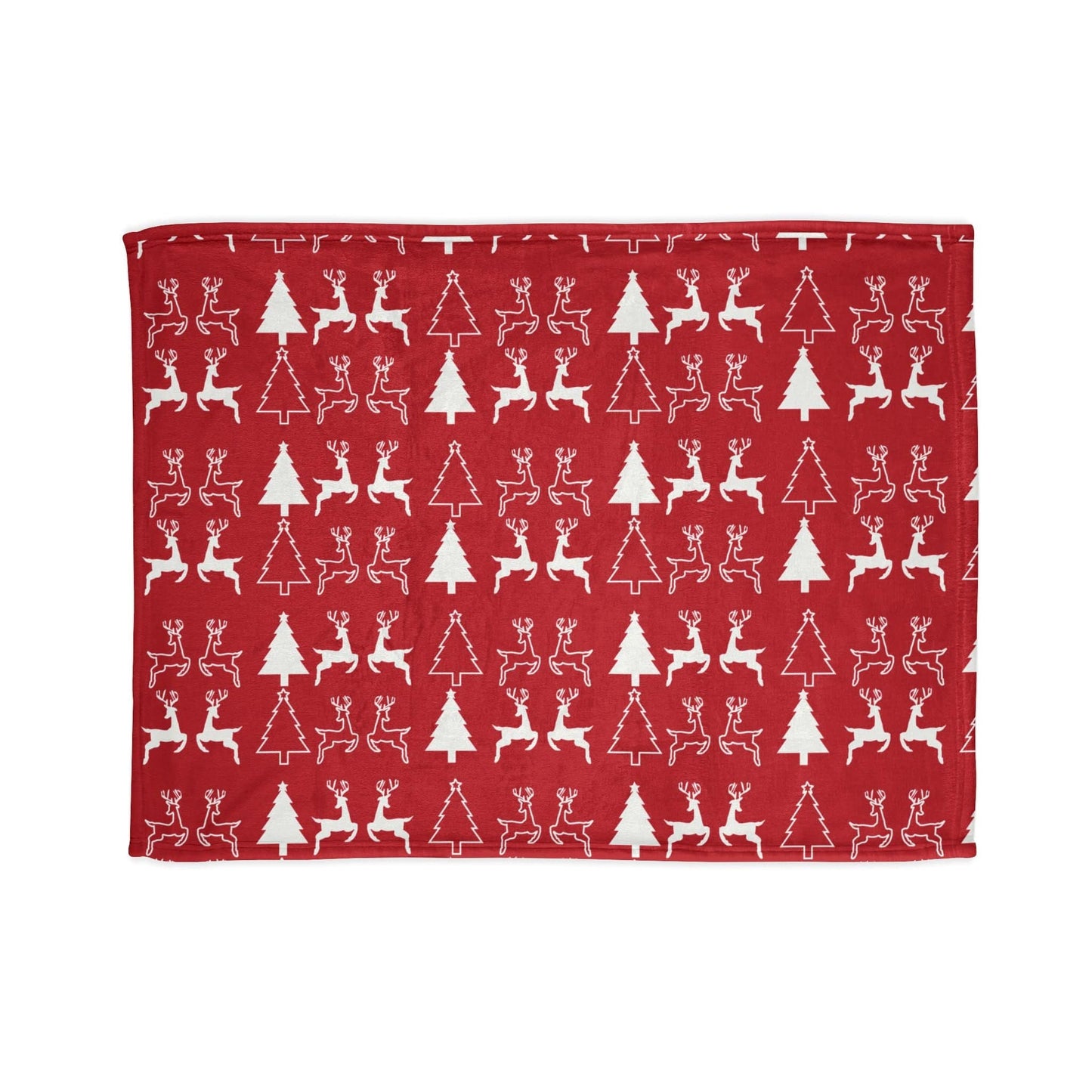 Printify Home Decor 30'' × 40'' Christmas Reindeer and Tree Blanket - Red