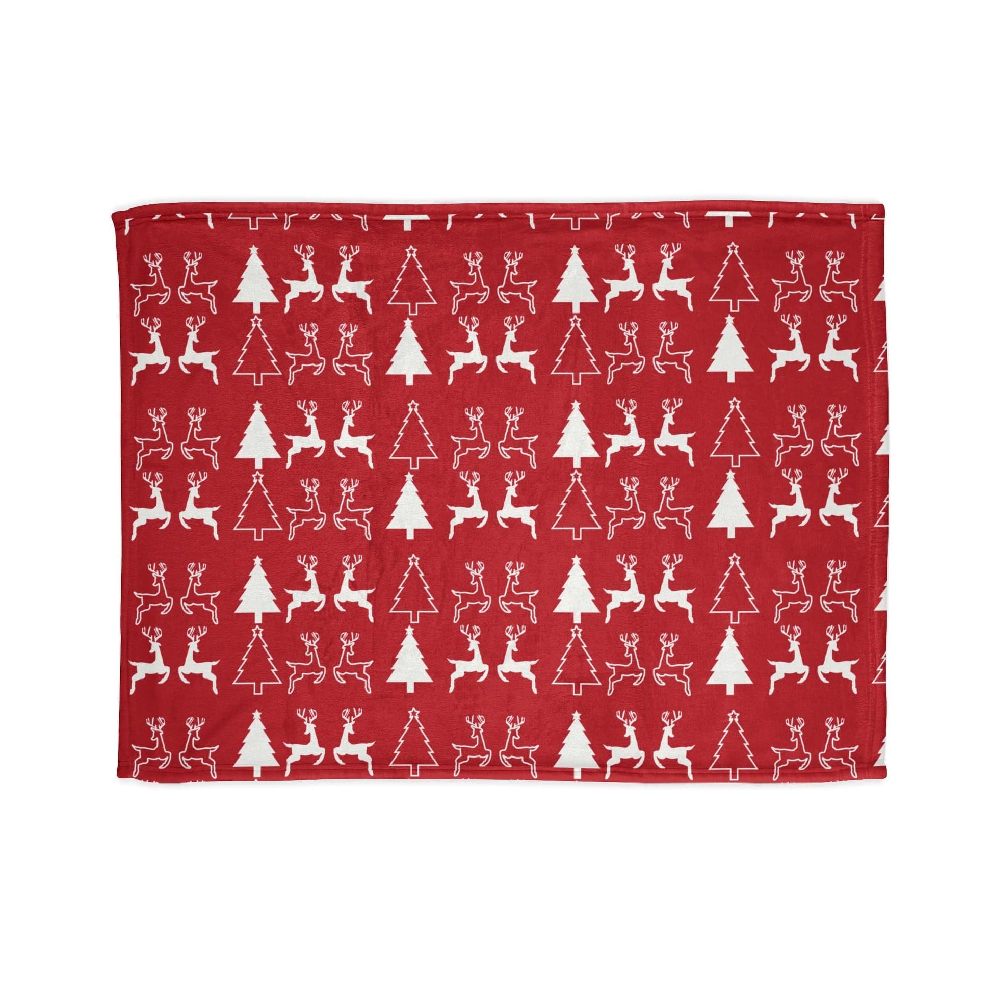 Printify Home Decor 30'' × 40'' Christmas Reindeer and Tree Blanket - Red