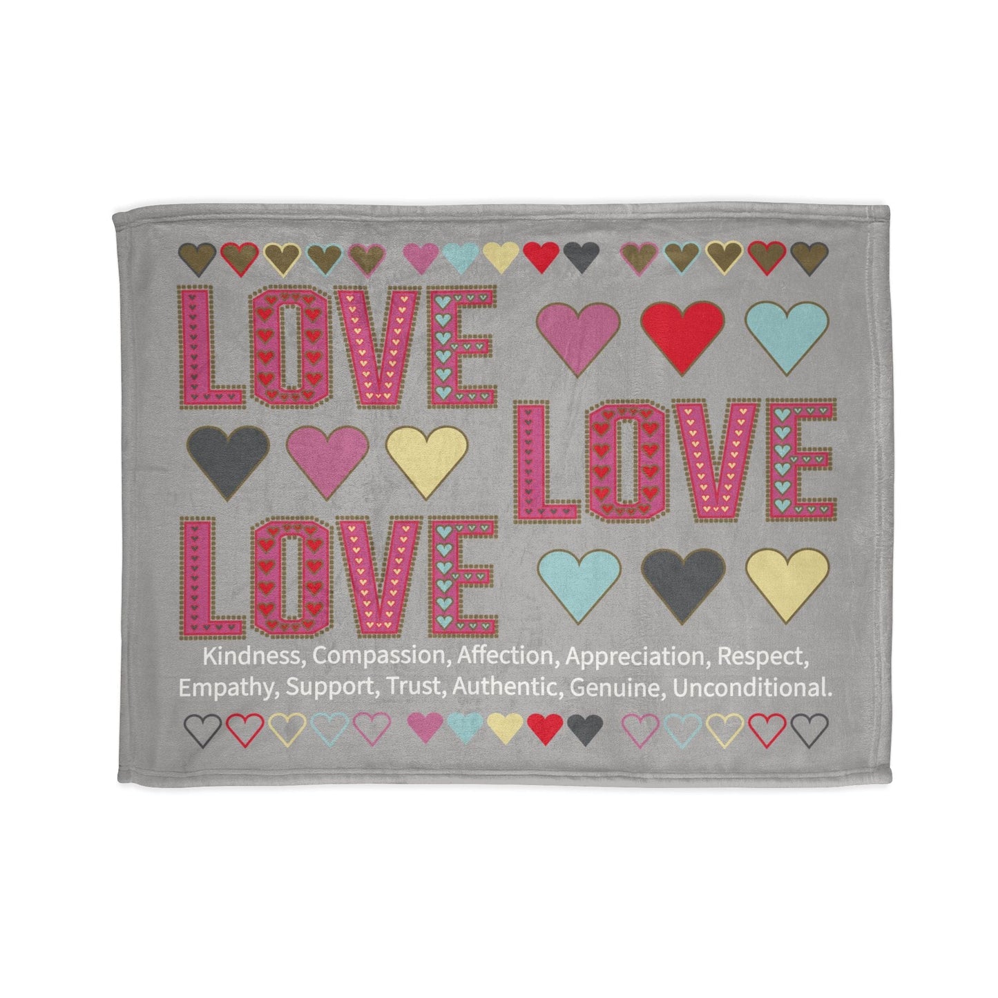 Printify Home Decor 30'' × 40'' Lots of Love With Hearts Blanket Grey