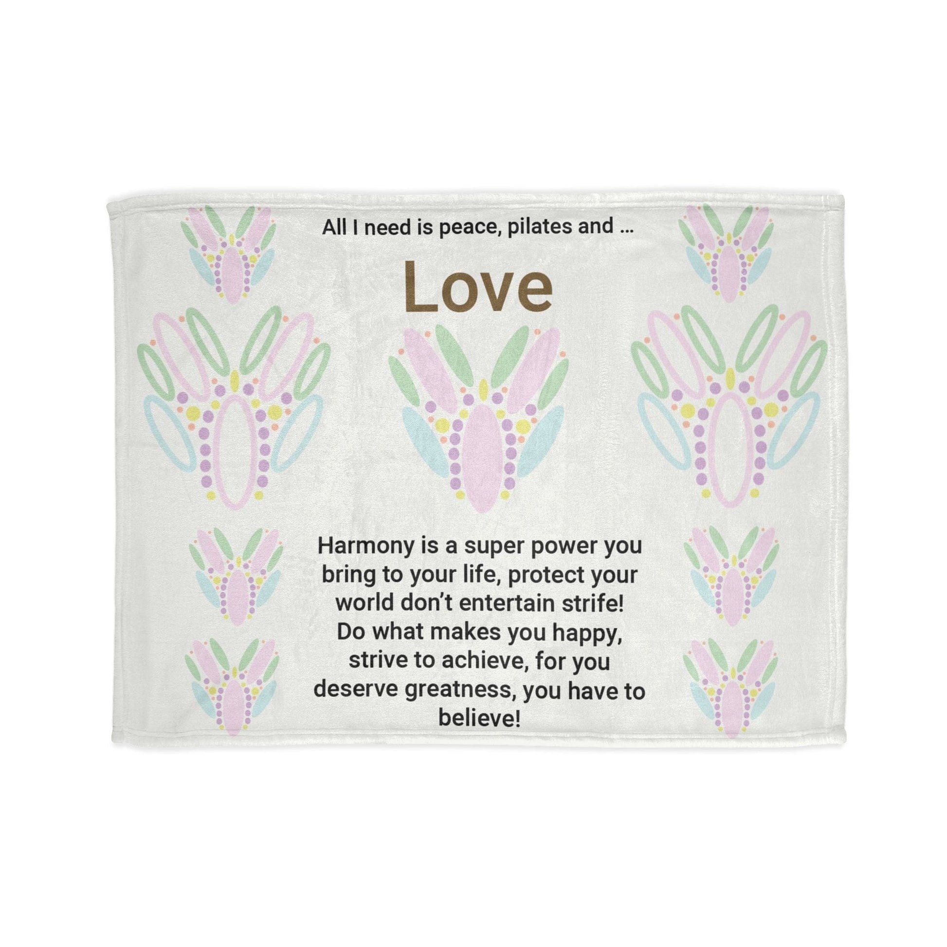 Printify Home Decor 30'' × 40'' Peace Pilates Love Soft Polyester Blanket