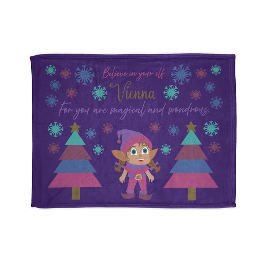 Printify Home Decor 30'' × 40'' Personalised Christmas Elf Blanket - Purple