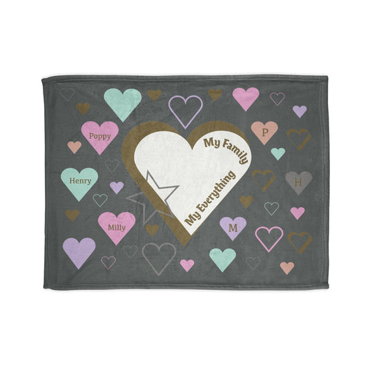 Printify Home Decor 30'' × 40'' Personalised My Family Hearts Blanket