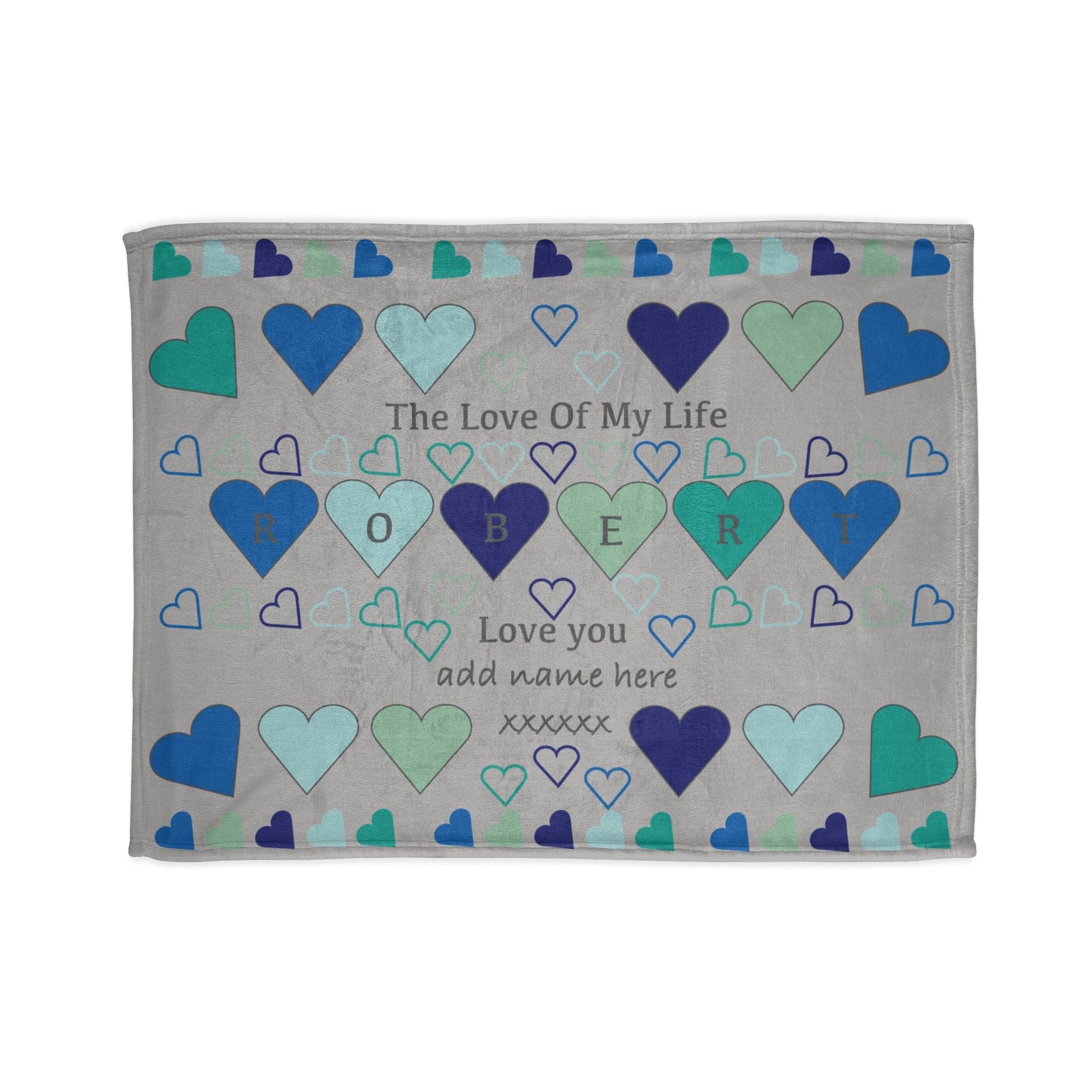 Printify Home Decor 30'' × 40'' Personalised Name Heart Icon Blanket Grey