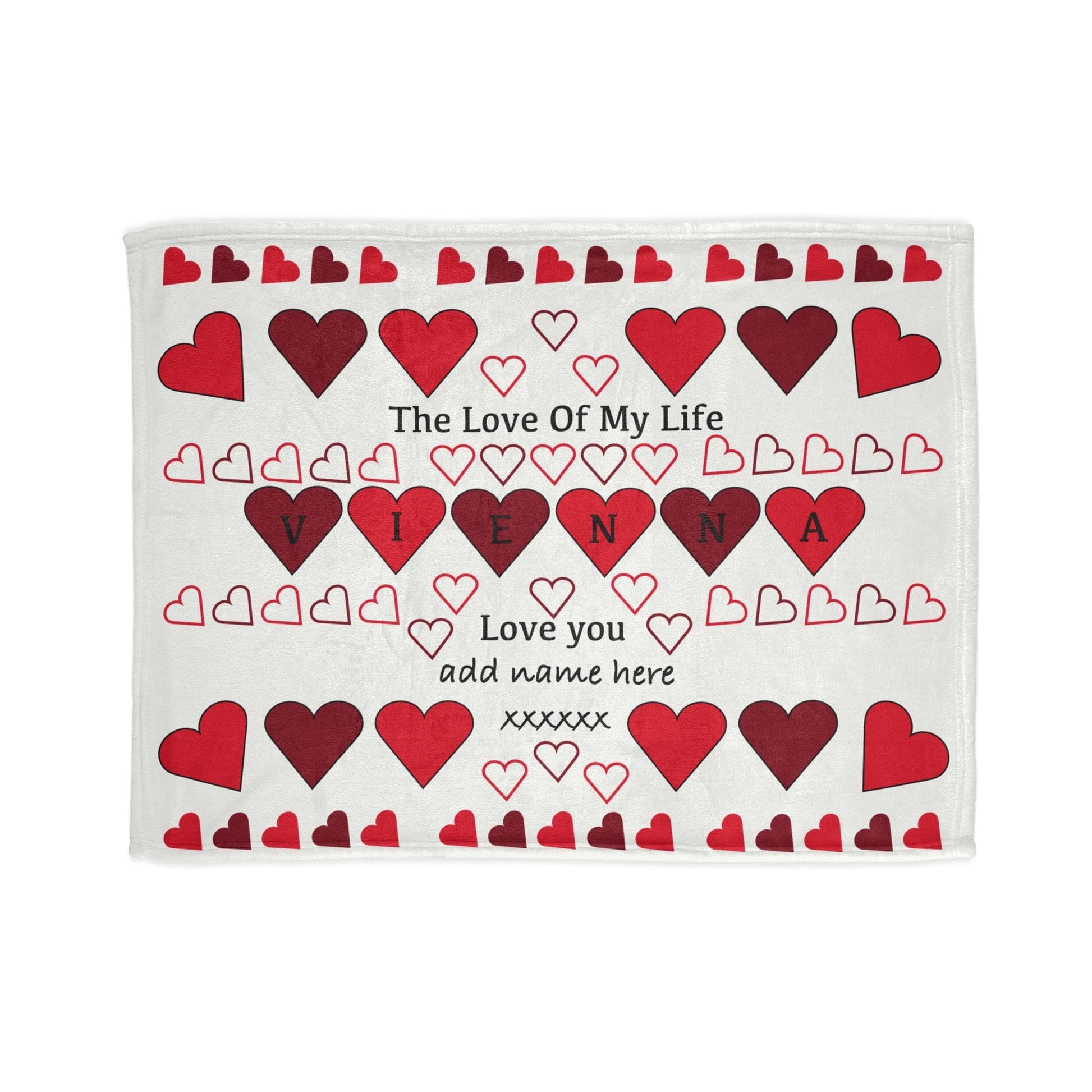 Printify Home Decor 30'' × 40'' Personalised Name Heart Icon Blanket Red