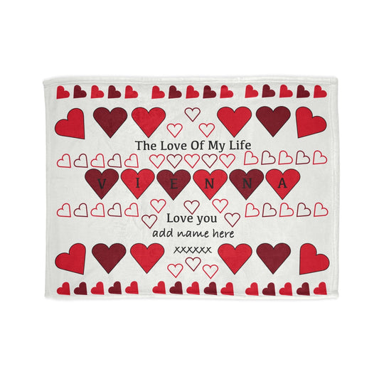 Printify Home Decor 30'' × 40'' Personalised Name Heart Icon Blanket Red