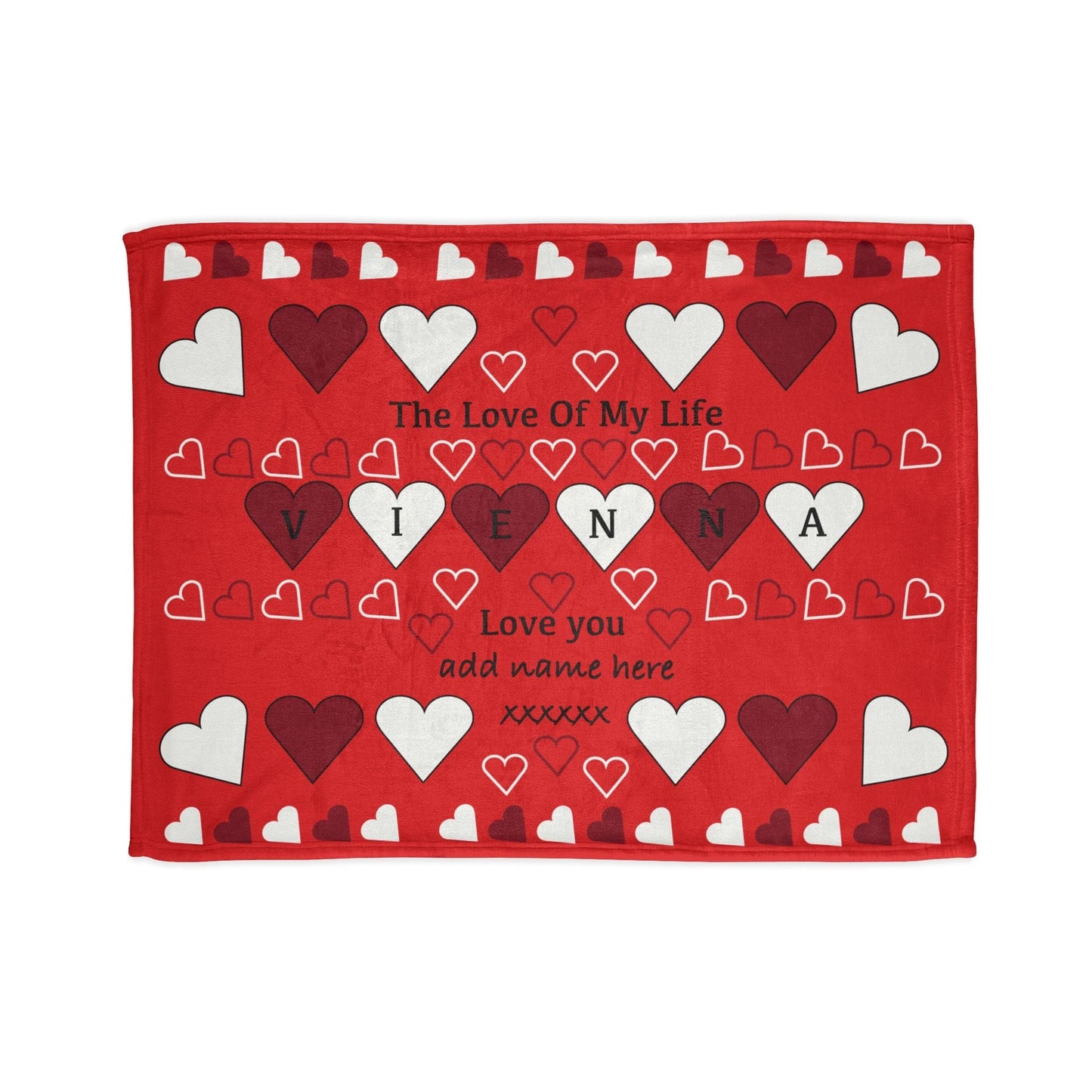 Printify Home Decor 30'' × 40'' Personalised Name Heart Icon Blanket Red Base