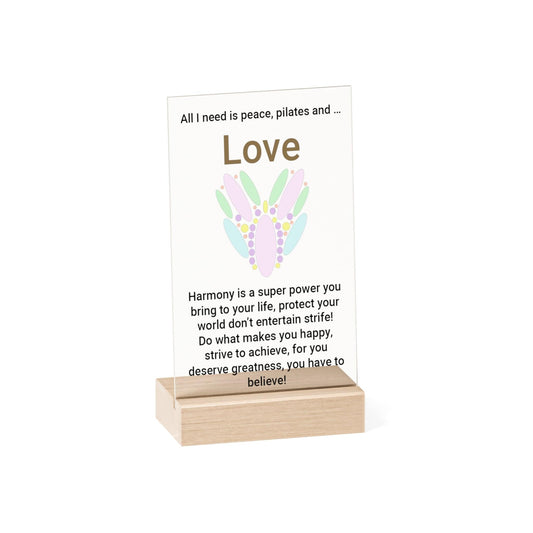 Printify Home Decor 5.1" x 7.9" (Vertical) Peace Pilates Love Acrylic Sign