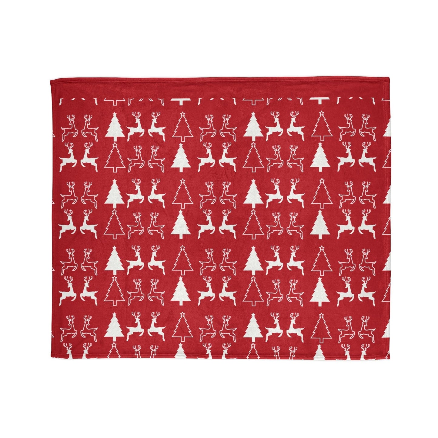 Printify Home Decor 50" × 60" Christmas Reindeer and Tree Blanket - Red