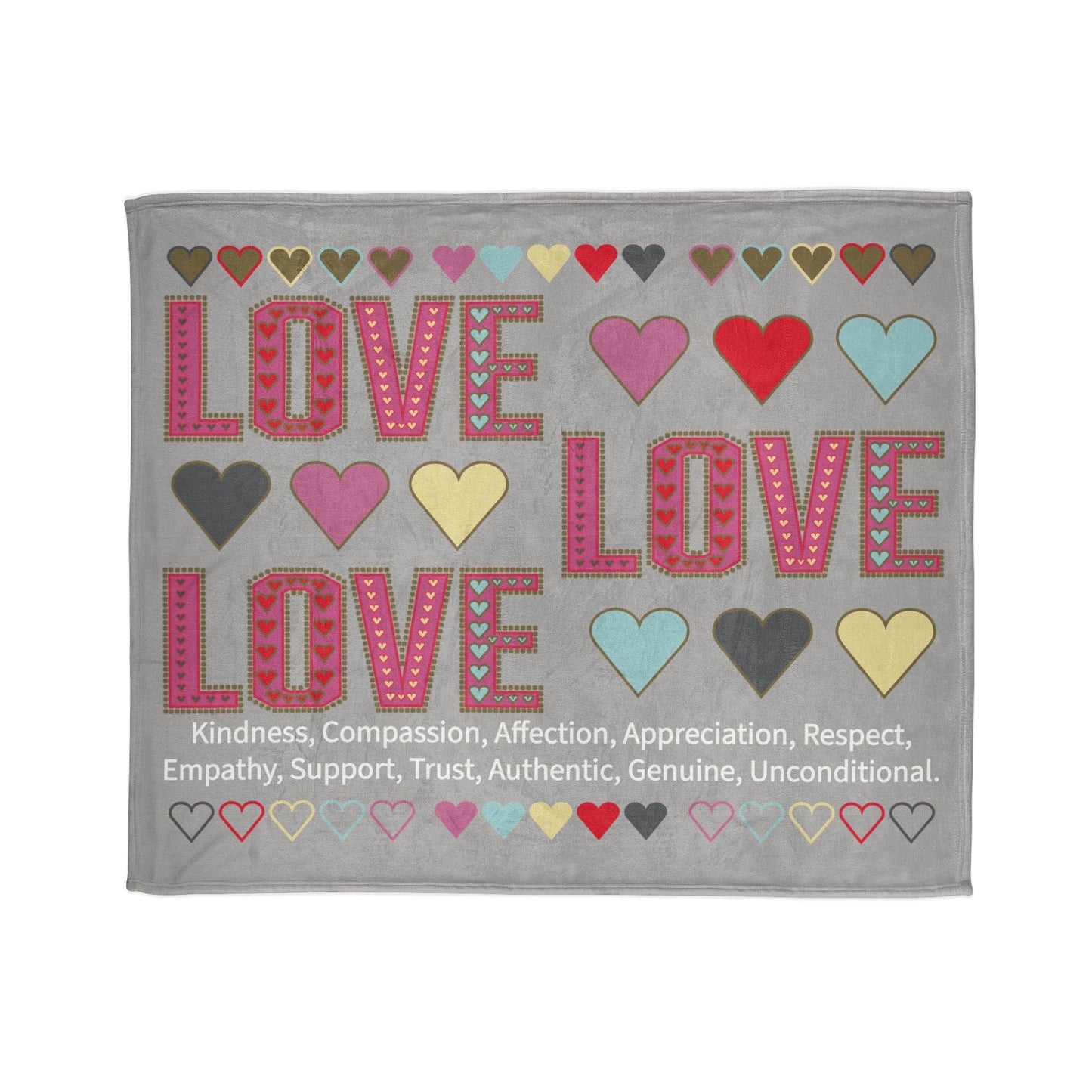 Printify Home Decor 50" × 60" Lots of Love With Hearts Blanket Grey