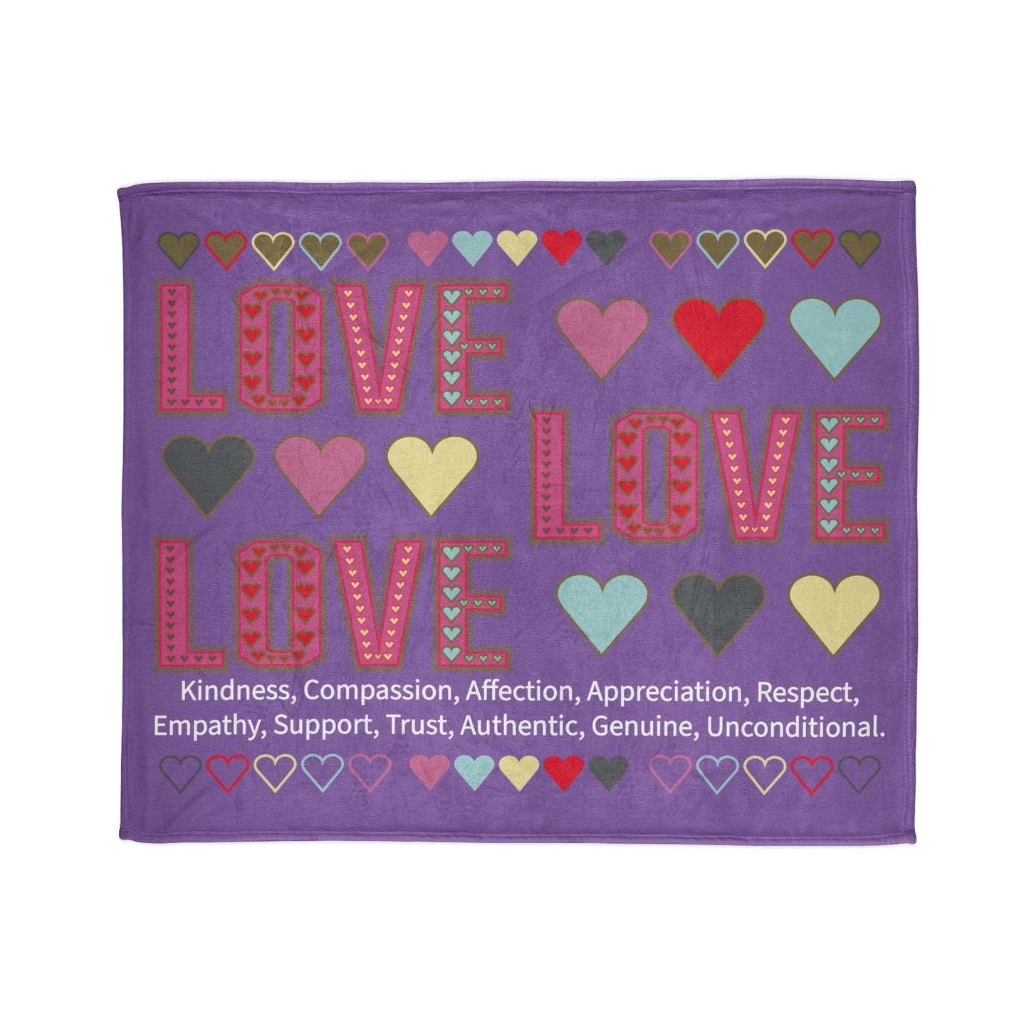 Printify Home Decor 50" × 60" Lots of Love With Hearts Blanket Purple