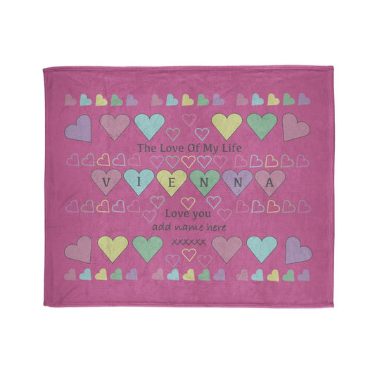Printify Home Decor 50" × 60" Personalised Name Heart Icon Blanket Pink