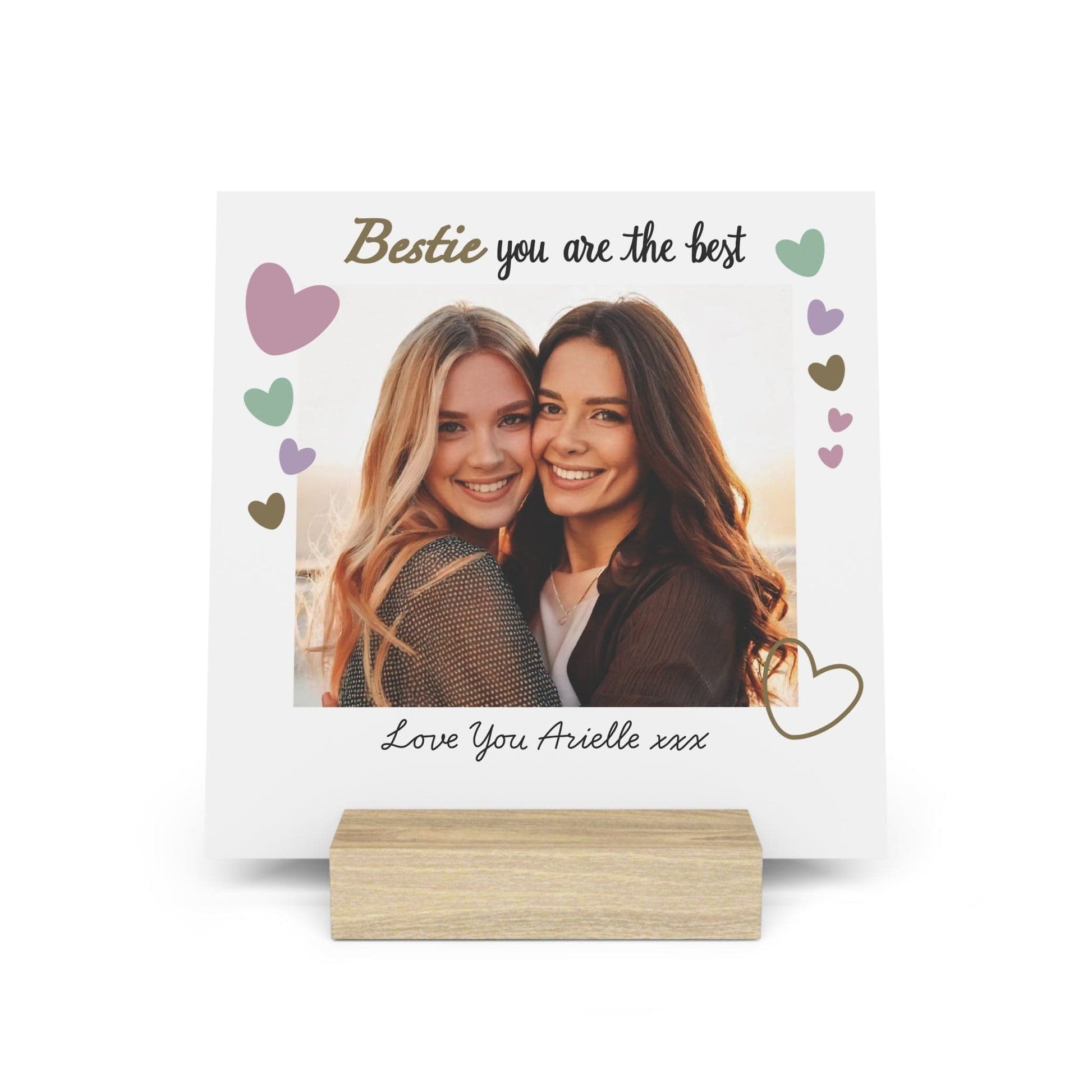 Printify Home Decor 6" x 6" (Square) / Oak Best Bestie Photo Board With Stand