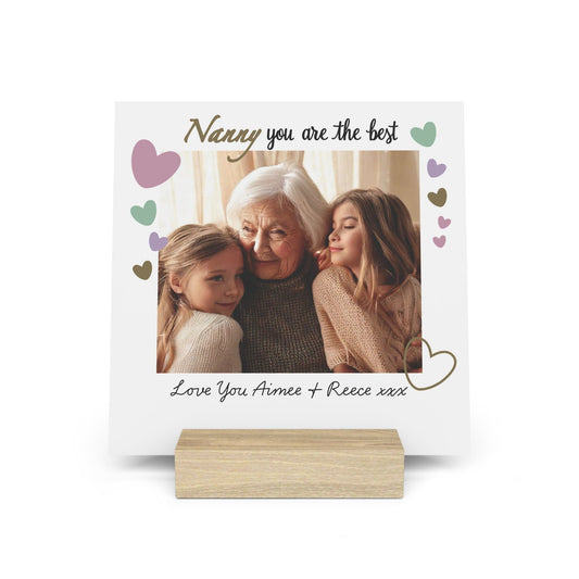 Printify Home Decor 6" x 6" (Square) / Oak Best Nanny Photo Board With Stand