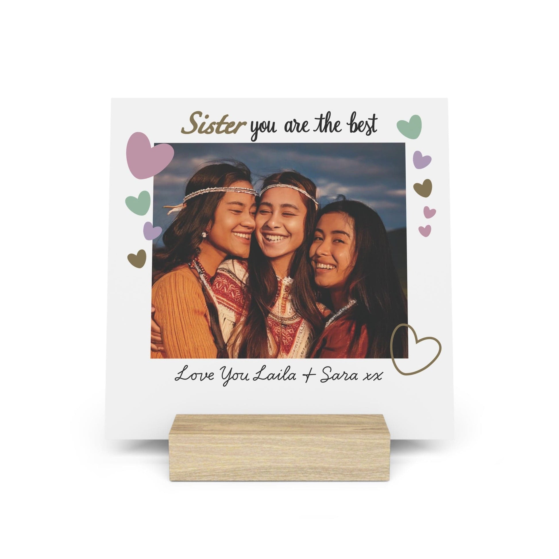 Printify Home Decor 6" x 6" (Square) / Oak Best Sister Photo Board With Stand