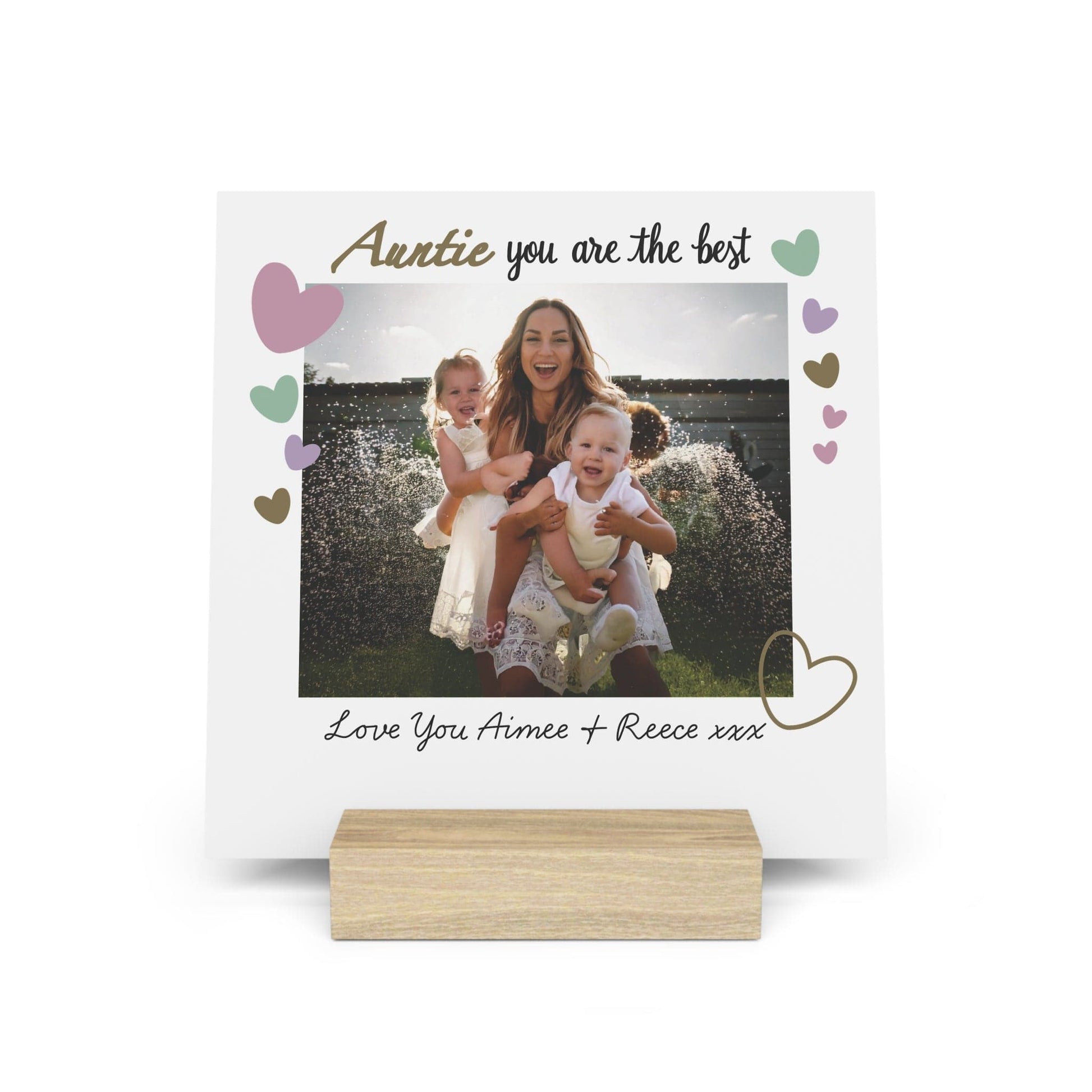 Printify Home Decor 6" x 6" (Square) / Oak Personalised Best Auntie Photo Board With Stand