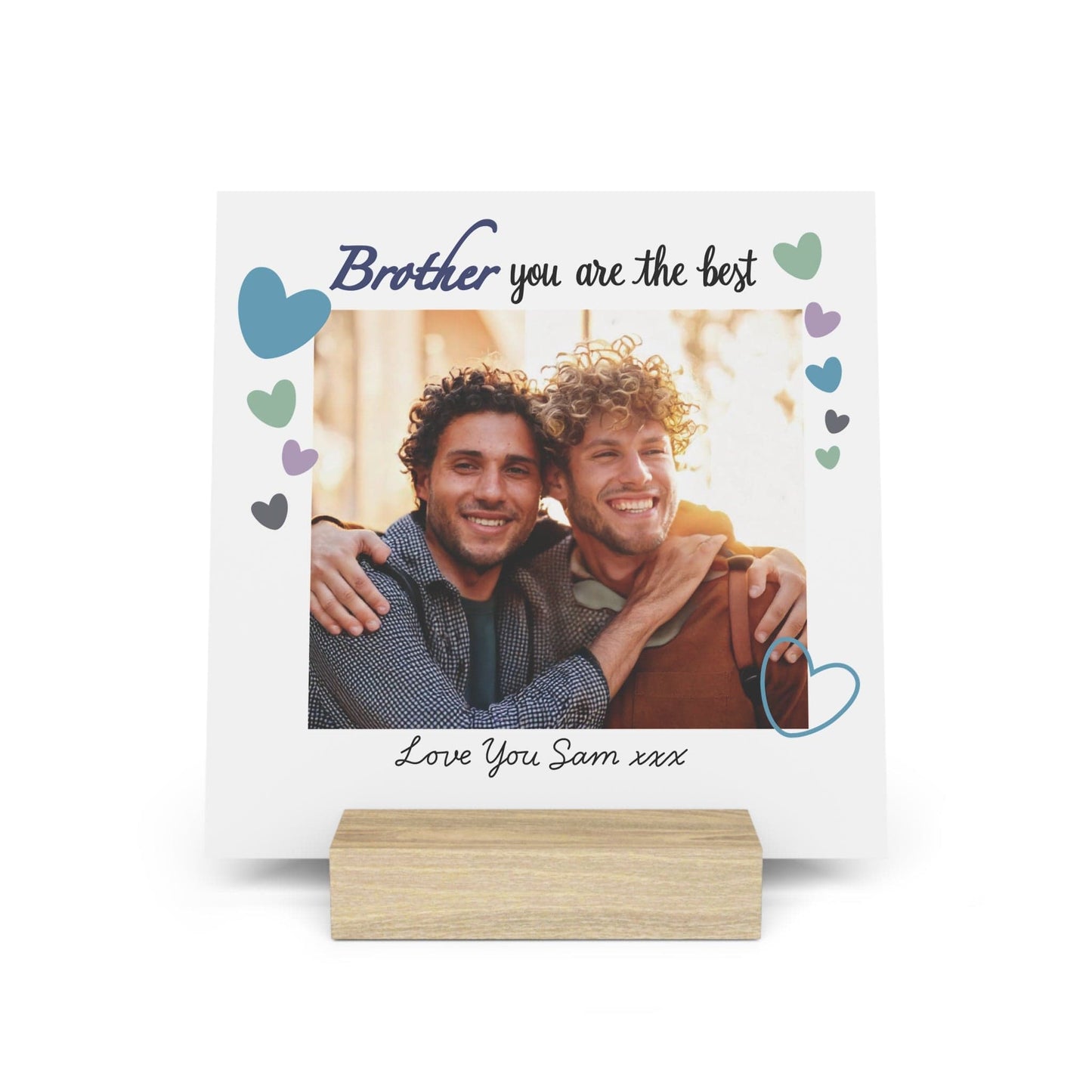Printify Home Decor 6" x 6" (Square) / Oak Personalised Best Brother Photo Board With Stand