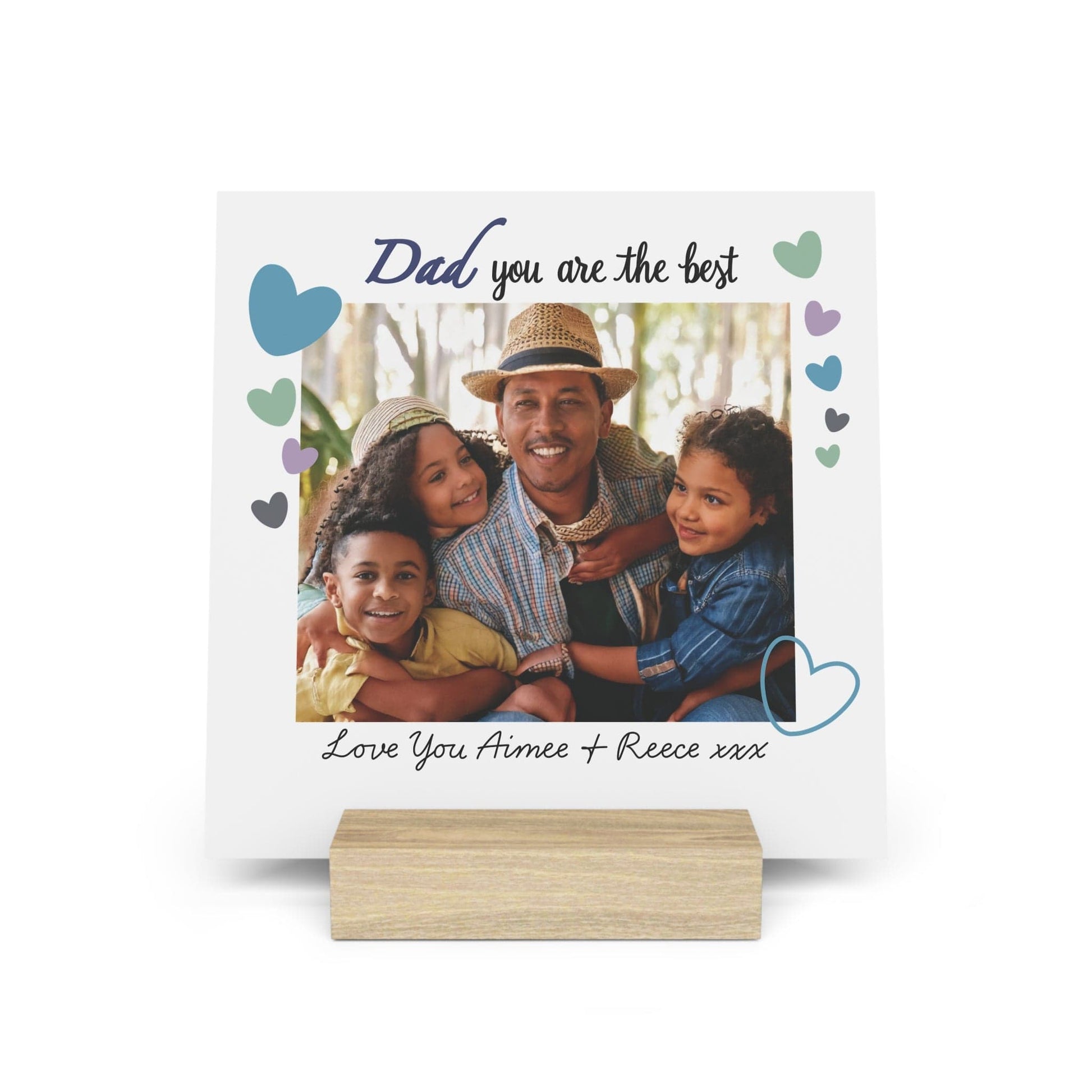 Printify Home Decor 6" x 6" (Square) / Oak Personalised Best Dad Photo Board With Stand