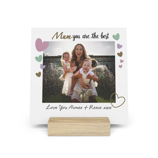 Printify Home Decor 6" x 6" (Square) / Oak Personalised Best Mum Photo Board With Stand