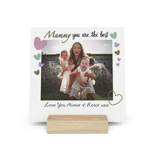 Printify Home Decor 6" x 6" (Square) / Oak Personalised Best Mummy Photo Board With Stand
