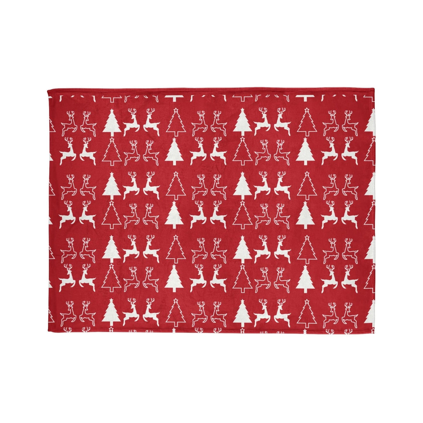 Printify Home Decor 60" × 80" Christmas Reindeer and Tree Blanket - Red