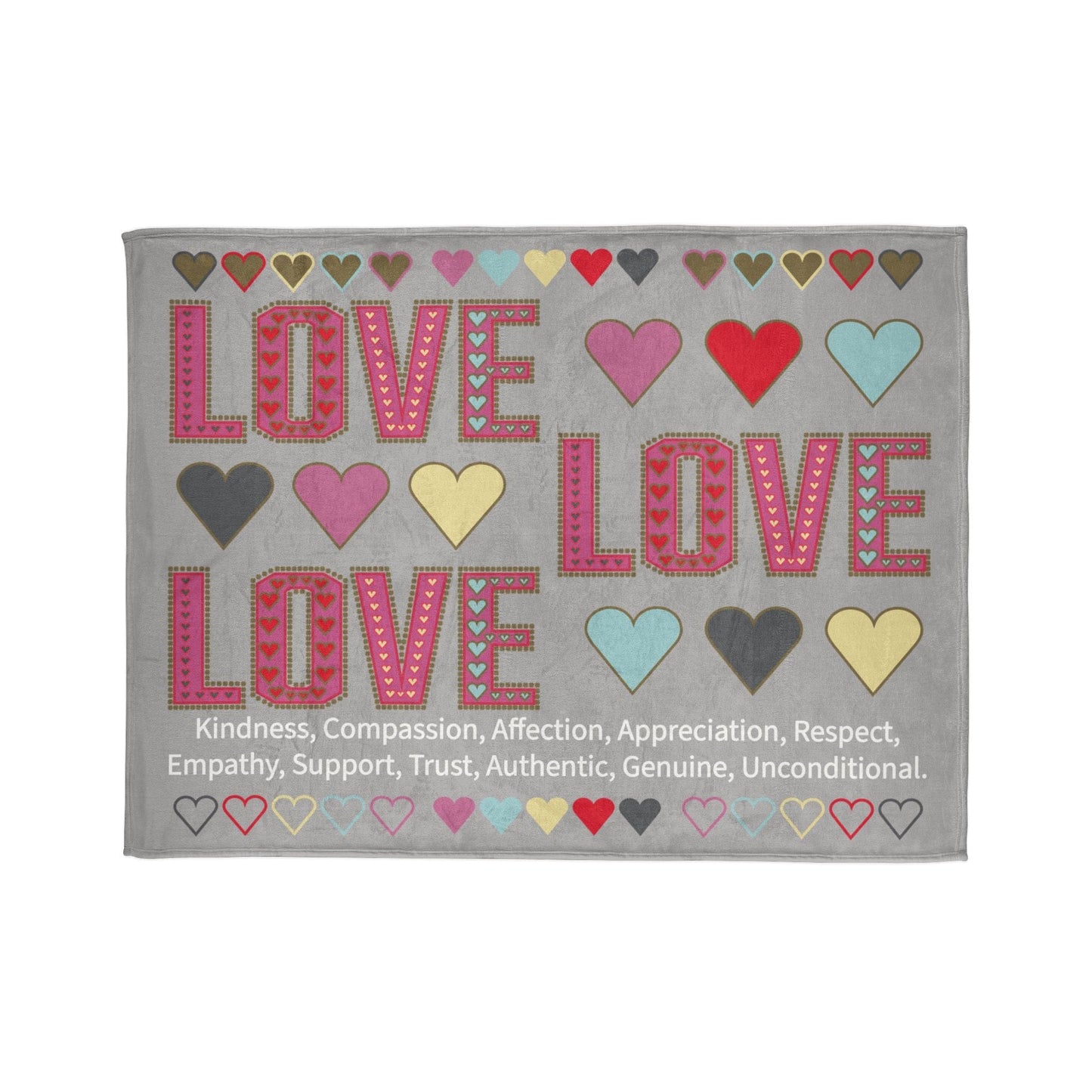 Printify Home Decor 60" × 80" Lots of Love With Hearts Blanket Grey