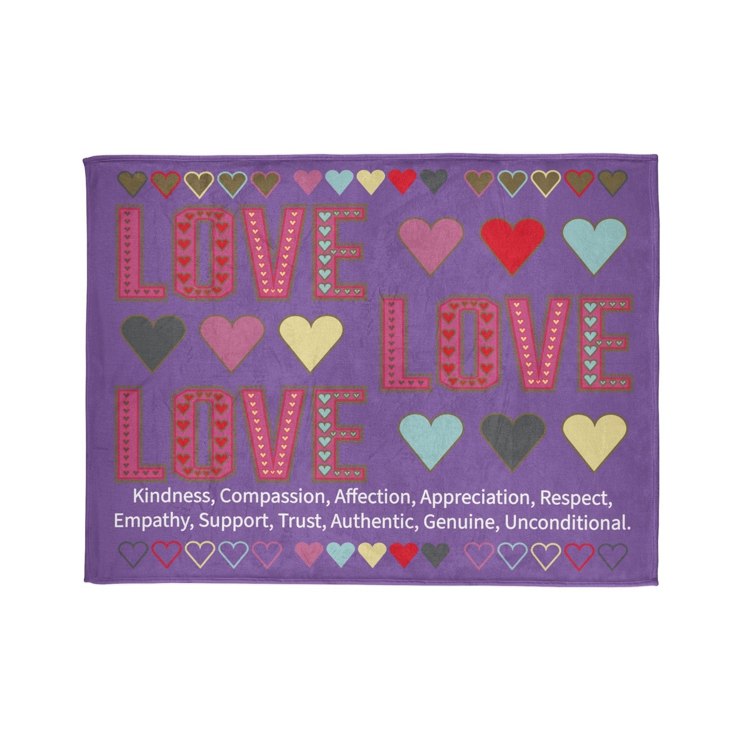 Printify Home Decor 60" × 80" Lots of Love With Hearts Blanket Purple
