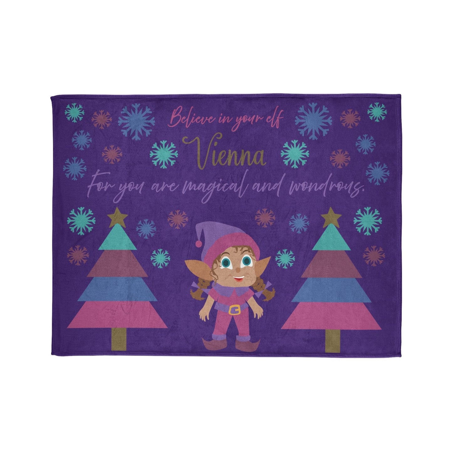 Printify Home Decor 60" × 80" Personalised Christmas Elf Blanket - Purple