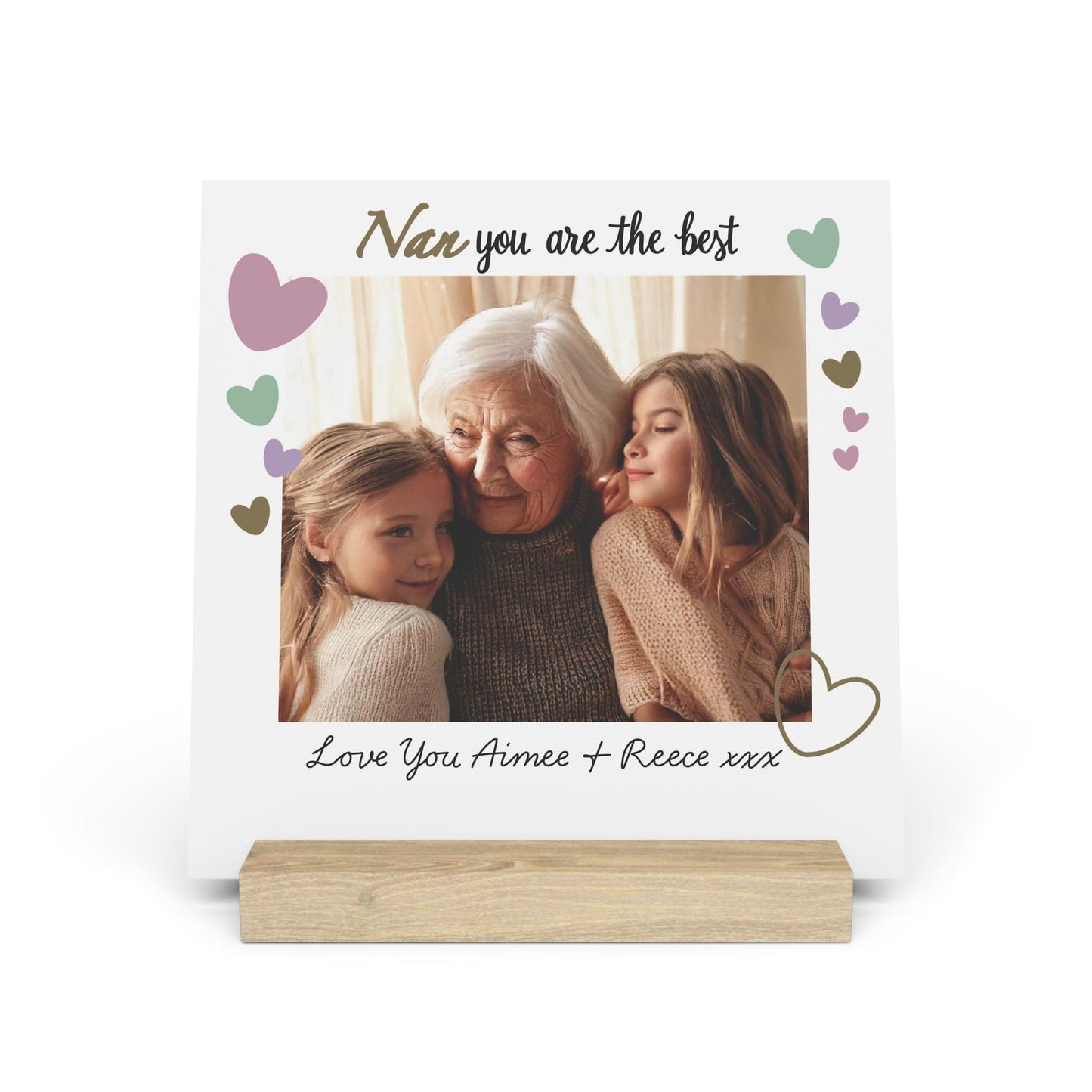 Printify Home Decor 8" x 8" (Square) / Oak Best Nan Photo Board With Stand